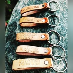 Handmade Stamped Leather Key Fob